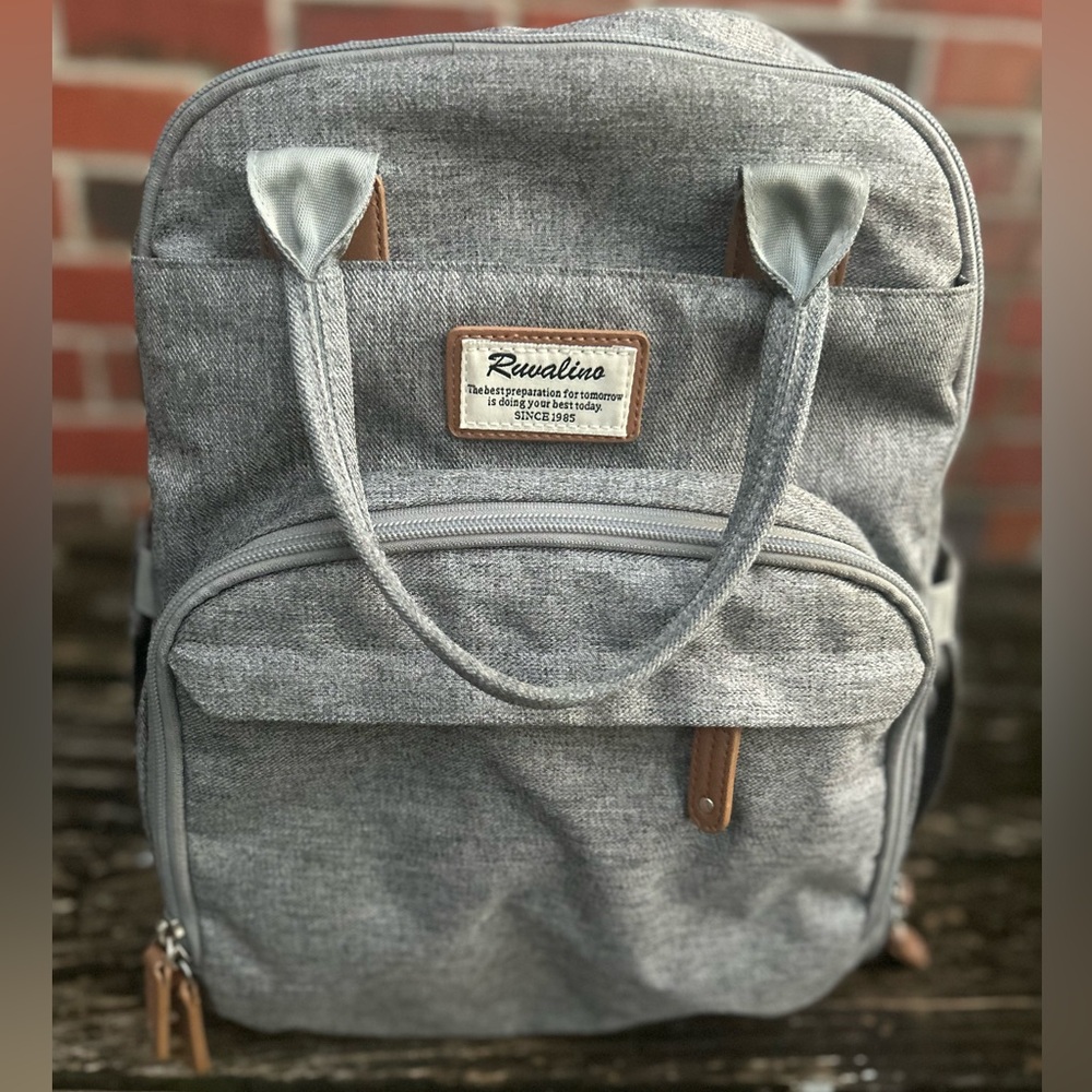 RUVALINO Gray Waterproof Multifunction Large Capacity Diaper Bag Backpack Z3